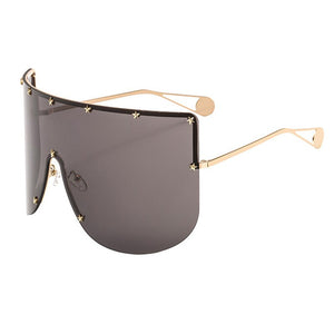 Oversized Mask Sunglasses Men Women One-Piece Sun Glasses GG Metal Frame Large Windproof Sand Goggles Protective Glasses UV400