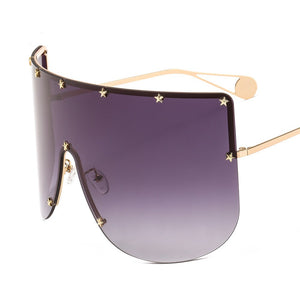 Oversized Mask Sunglasses Men Women One-Piece Sun Glasses GG Metal Frame Large Windproof Sand Goggles Protective Glasses UV400