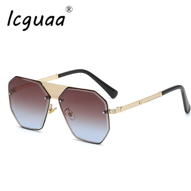 Montature in metallo oversize Sungalsses Occhiali da vista quadrati di tendenza senza montatura per uomo Occhiali da sole Oculos vintage con montatura grande