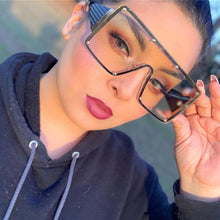 Load image into Gallery viewer, Oversized One-piece Sunglasses Women 2023 Trends Metal Rimless Vintage Blue Sunglass Man Gradient Lens UV400 Driving Glasses