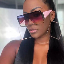 Load image into Gallery viewer, Oversized One-piece Sunglasses Women 2023 Trends Metal Rimless Vintage Blue Sunglass Man Gradient Lens UV400 Driving Glasses