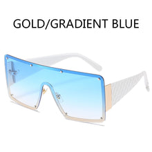 Load image into Gallery viewer, Oversized One-piece Sunglasses Women 2023 Trends Metal Rimless Vintage Blue Sunglass Man Gradient Lens UV400 Driving Glasses