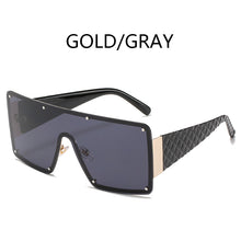 Load image into Gallery viewer, Oversized One-piece Sunglasses Women 2023 Trends Metal Rimless Vintage Blue Sunglass Man Gradient Lens UV400 Driving Glasses