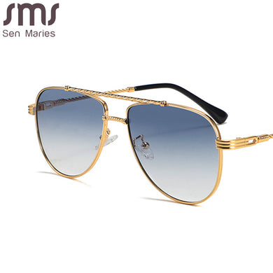 Oversized Pilot Sunglasses Men Punk Gradient Sun Glasses Women UV400 Goggle Shades Metal Frame Men's Punk Sun Glasses