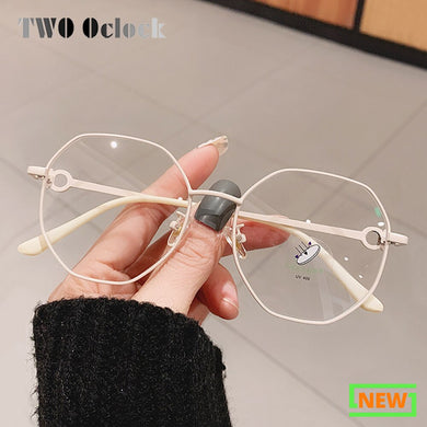 Oversized Polygon Eyeglasses Frame Women 2023 Decorated Metal Prescription Optical Myopia Frames 0 Diopter oculos feminino