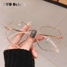 Load image into Gallery viewer, Oversized Polygon Eyeglasses Frame Women 2023 Decorated Metal Prescription Optical Myopia Frames 0 Diopter oculos feminino