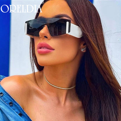 Oversized Punk Square Sunglasses Women Men Rimless One Piece Goggles Shades Eyewear Lady  Brand Designer Eyeglasses UV400
