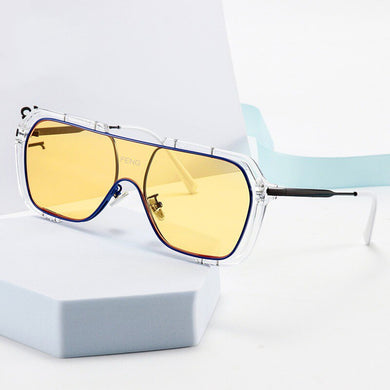 Oversized Rectangle Sunglasses Men 2023 Retro Driving Yellow Glasses Frame  Brand Shades For Women Star Same Style