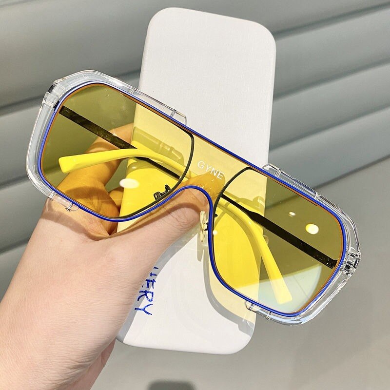 Oversized Rectangle Sunglasses Men 2023 Retro Driving Yellow Glasses Frame  Brand Shades For Women Star Same Style