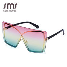 Load image into Gallery viewer, Oversized Red Yellow Gradient Cat Eye Sunglasses Women 2023  Brand Rimless Square Metal Female Men Sun Glasses