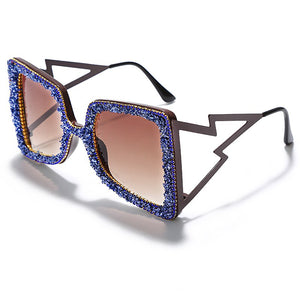 Oversized Rhinestone Sunglasses Women 2023 Steampunk Diamond Sunglasses Square Punk Eyeglasses Gradient Handmade Sunglasses Men