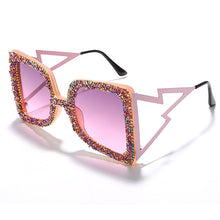 Load image into Gallery viewer, Oversized Rhinestone Sunglasses Women 2023 Steampunk Diamond Sunglasses Square Punk Eyeglasses Gradient Handmade Sunglasses Men