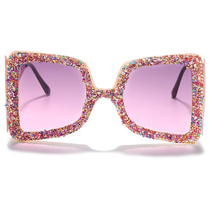 Oversized Rhinestone Sunglasses Women 2023 Steampunk Diamond Sunglasses Square Punk Eyeglasses Gradient Handmade Sunglasses Men