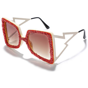 Oversized Rhinestone Sunglasses Women 2023 Steampunk Diamond Sunglasses Square Punk Eyeglasses Gradient Handmade Sunglasses Men