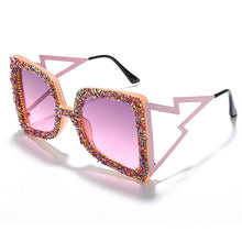 Load image into Gallery viewer, Oversized Rhinestone Sunglasses Women Steampunk Diamond Sunglasses Square Punk Eyeglasses Gradient Handmade Sunglasses Men