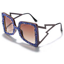 Load image into Gallery viewer, Oversized Rhinestone Sunglasses Women Steampunk Diamond Sunglasses Square Punk Eyeglasses Gradient Handmade Sunglasses Men