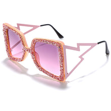 Load image into Gallery viewer, Oversized Rhinestone Sunglasses Women Steampunk Diamond Sunglasses Square Punk Eyeglasses Gradient Handmade Sunglasses Men