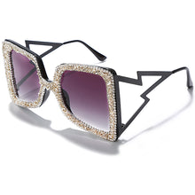 Load image into Gallery viewer, Oversized Rhinestone Sunglasses Women Steampunk Diamond Sunglasses Square Punk Eyeglasses Gradient Handmade Sunglasses Men