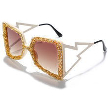 Load image into Gallery viewer, Oversized Rhinestone Sunglasses Women Steampunk Diamond Sunglasses Square Punk Eyeglasses Gradient Handmade Sunglasses Men