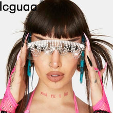 Load image into Gallery viewer, Oversized Rimless Diamond Sun Glasses Women 2023 Party Festival One Pieces Designer  Brand Women Sunglasses Rhinestone