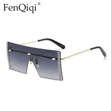 Load image into Gallery viewer, Oversized Rimless Square Crystal Sunglasses For Women Mens 2023 Mirrored Diamond Blingbling Sunglasses 2023