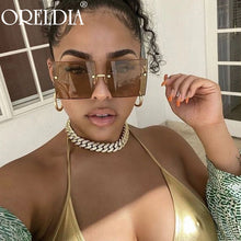 Load image into Gallery viewer, Oversized Rimless Square Sunglasses Women Men  Brand Designer Flat Top Eyeglasses Female One Piece Gafas Glasses UV400