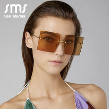 Load image into Gallery viewer, Oversized Rimless Square Sunglasses Women 2023  Brand Flat Top Red Blue Clear Lens One Piece Men Gafas Glasses