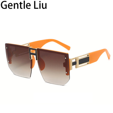 Oversized Rimless Square Sunglasses Women 2023  Brand Designer Sun Glasses For Ladies Vintage Frameless Eyewear UV400