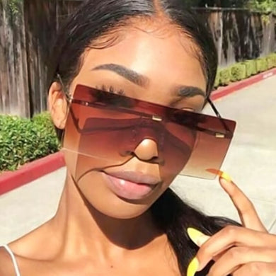 Oversized Rimless Sunglasses 2023 Women Men Retro Vintage Brand  Sun glasses Shades Famale Eyewear oculos de sol UV400