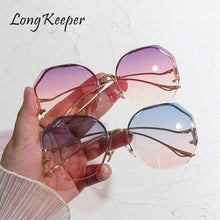 Load image into Gallery viewer, Oversized Rimless Sunglasses Women Brand Designer Gradient Sun Glasses Shades Cutting Lens Ladies Frameless Eyeglasses