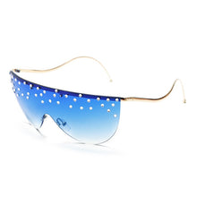 Load image into Gallery viewer, Oversized Rimless Sunglasses Women  Rhinestone Sunglasses Unique Curved Legs Vintage One Piece Clear Lens Crystal Glasses