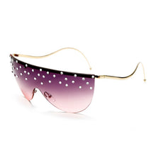 Load image into Gallery viewer, Oversized Rimless Sunglasses Women  Rhinestone Sunglasses Unique Curved Legs Vintage One Piece Clear Lens Crystal Glasses