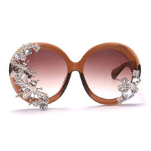 Load image into Gallery viewer, Oversized Round Sunglasses Women 2023 Trend Diamond Rhinestone Glass Female Eyewear Vintage Eyeglasses Big Frames Shades oculos