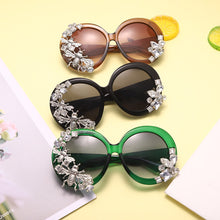 Load image into Gallery viewer, Oversized Round Sunglasses Women 2023 Trend Diamond Rhinestone Glass Female Eyewear Vintage Eyeglasses Big Frames Shades oculos