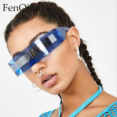 Oversized Shields Sun Glasses 2023  Brand Desinger Mirrored One-Pieces Rimless Sunglasses Women