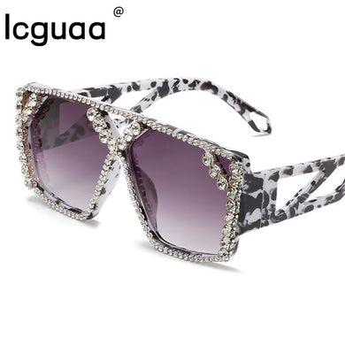 Oversized Square Diamond Sunglasses Women Men Rhinestone Sun Glasses Lady  Brand Designer Eyewear UV400 Unisex