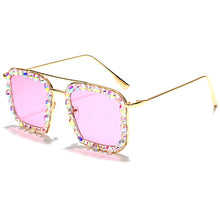 Carica l'immagine nel visualizzatore di Gallery, Occhiali da sole quadrati oversize con diamanti da donna 2023 Occhiali da sole punk in cristallo colorato Occhiali da donna con strass okulary 