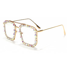 Carica l'immagine nel visualizzatore di Gallery, Occhiali da sole quadrati oversize con diamanti da donna 2023 Occhiali da sole punk in cristallo colorato Occhiali da donna con strass okulary 