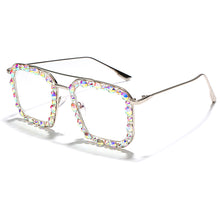 Carica l'immagine nel visualizzatore di Gallery, Occhiali da sole quadrati oversize con diamanti da donna 2023 Occhiali da sole punk in cristallo colorato Occhiali da donna con strass okulary 