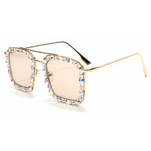 Carica l'immagine nel visualizzatore di Gallery, Occhiali da sole quadrati oversize con diamanti da donna 2023 Occhiali da sole punk in cristallo colorato Occhiali da donna con strass okulary 