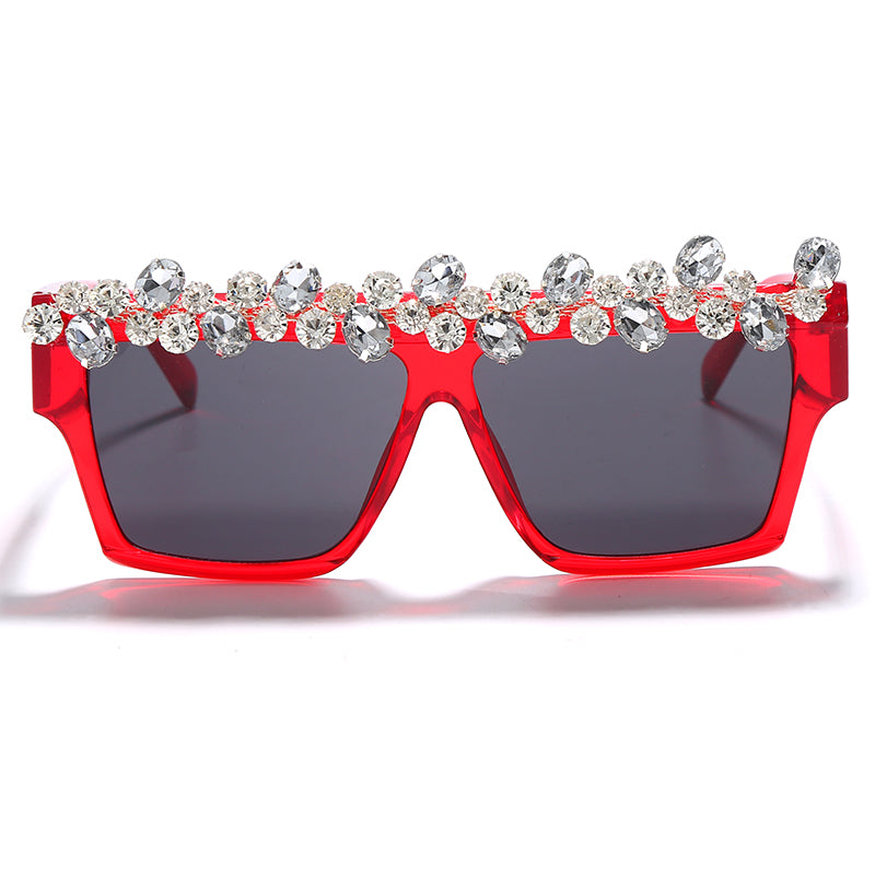 Oversized Square Diamond Sunglasses Women  Brand Rhinestone Sunglasses Men One Piece Punk Gafas Shades Glasses