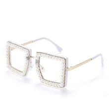 Load image into Gallery viewer, Oversized Square Eyeglasses Women  Crystal Sunglasses Frames UV400 Shiny Rhinestone Eyegwear Spectacle Frames Decorations