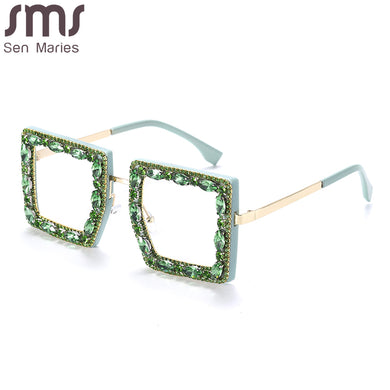 Oversized Square Eyeglasses Women  Crystal Sunglasses Frames UV400 Shiny Rhinestone Eyegwear Spectacle Frames Decorations