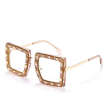 Load image into Gallery viewer, Oversized Square Eyeglasses Women  Crystal Sunglasses Frames UV400 Shiny Rhinestone Eyegwear Spectacle Frames Decorations