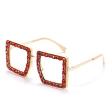 Load image into Gallery viewer, Oversized Square Eyeglasses Women  Crystal Sunglasses Frames UV400 Shiny Rhinestone Eyegwear Spectacle Frames Decorations