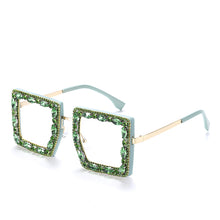 Load image into Gallery viewer, Oversized Square Eyeglasses Women  Crystal Sunglasses Frames UV400 Shiny Rhinestone Eyegwear Spectacle Frames Decorations