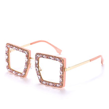 Load image into Gallery viewer, Oversized Square Eyeglasses Women  Crystal Sunglasses Frames UV400 Shiny Rhinestone Eyegwear Spectacle Frames Decorations