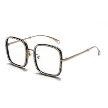 Load image into Gallery viewer, Oversized Square Glasses Frames Women 2023 Vintage Diamond Sunglasses Red Blue Crystal Chain Glasses Female Eyewear