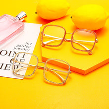 Load image into Gallery viewer, Oversized Square Glasses Frames Women 2023 Vintage Diamond Sunglasses Red Blue Crystal Chain Glasses Female Eyewear