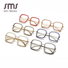 Load image into Gallery viewer, Oversized Square Glasses Frames Women 2023 Vintage Diamond Sunglasses Red Blue Crystal Chain Glasses Female Eyewear